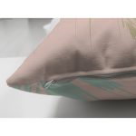 Çift Taraflı Pastel Zemin Üzerinde Gold Detaylı Yaprak Desenli Modern Süet Yastık Kırlent Kılıfı Realhomes