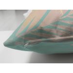 Çift Taraflı Pastel Zemin Üzerinde Gold Detaylı Yaprak Desenli Modern Süet Yastık Kırlent Kılıfı Realhomes