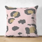 Çift Taraflı Pastel Zemin Üzerinde Gold Detaylı Geometrik Desenli Süet Yastık Kırlent Kılıfı Realhomes