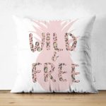 Çift Taraflı Beyaz Zemin Üzerinde Pastel Renkli Ananas Desenli Modern Süet Yastık Kırlent Kılıfı Realhomes