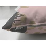 Çift Taraflı Pastel Zemin Üzerinde Gold Detaylı Ananas Desenli Modern Süet Yastık Kırlent Kılıfı Realhomes