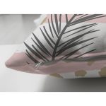 Çift Taraflı Beyaz Zemin Üzerinde Gold Detaylı Yaprak Desenli Modern Süet Yastık Kırlent Kılıfı Realhomes