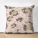 Çift Taraflı Pastel Zemin Üzerinde Gold Detaylı Geometrik Desenli Süet Yastık Kırlent Kılıfı Realhomes