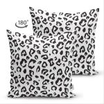 - Suet-K-8000-Gorsel2 - Realhomes Çift Taraflı Beyaz Zemin Üzerinde Siyah Renkli Geometrik Çizim Modern Süet Yastık Kırlent Kılıfı Realhomes