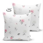 Çift Taraflı Pastel Zemin Üzerşnde Siyah Beyaz Renkli Puantiye Desenli Süet Yastık Kırlent Kılıfı Realhomes