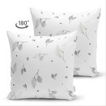 - Suet-K-8008-Gorsel2 - Realhomes Çift Taraflı Pastel Zeminli Beyaz Yaprak Desenli Dijital Baskılı Modern Süet Yastık Kırlent Kılıfı Realhomes