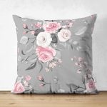 Çift Taraflı Renkli Zemin Üzerinde Flamingo Desenli Yaprak Motifli Süet Yastık Kırlent Kılıfı Realhomes