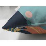 Çift Taraflı Beyaz Zemin Üzerinde Renkli Deniz Otu Desenli Dijital Baskılı Modern Süet Yastık Kılıfı Realhomes