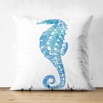 Çift Taraflı Beyaz Zemin Üzerinde Renkli Deniz Kestanesi Desenli Süet Yastık Kırlent Kılıfı Realhomes