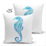 Çift Taraflı Beyaz Zemin Üzerinde Renkli Deniz Kestanesi Desenli Süet Yastık Kırlent Kılıfı Realhomes