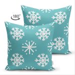 Çift Taraflı Renkli Zemin Üzerinde Beyaz Kartanesi Desenli Dijital Baskılı Modern Süet Yastık Kılıfı Realhomes