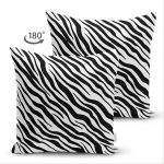 Çift Taraflı Beyaz Zeminli Siyah Zebra Desenli Dijital Baskılı Modern Süet Yastık Kırlent Kılıfı Realhomes