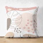 - Suet-K-8046-Gorsel1 - Realhomes Çift Taraflı Beyaz Zemin Üzerinde Pastel Renkli Yaprak Desenli Modern Süet Yastık Kırlent Kılıfı Realhomes