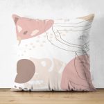 Çift Taraflı Beyaz Zemin Üzerinde Pastel Renkli Yaprak Desenli Modern Süet Yastık Kırlent Kılıfı Realhomes