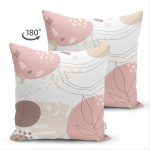 Çift Taraflı Beyaz Zemin Üzerinde Pastel Renkli Yaprak Desenli Modern Süet Yastık Kırlent Kılıfı Realhomes