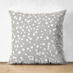 Çift Taraflı Renkli Zeminli Beyaz Puantiye Desenli Dijital Baskılı Modern Süet Yastık Kırlent Kılıfı Realhomes