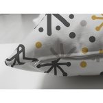 Çift Taraflı Beyaz Zemin Üzerinde Gold Detaylı Kartanesi Desenli Süet Yastık Kırlent Kılıfı Realhomes