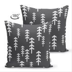 - Suet-K-8056-Gorsel2 - Realhomes Çift Taraflı Siyah Zeminli Beyaz Çam Ağacı Desenli Dijital Baskılı Modern Süet Yastık Kırlent Kılıfı Realhomes