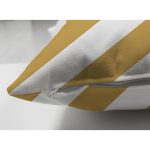 Çift Taraflı Beyaz Zemin Üzerinde Gold Detaylı Yatay Çizgili Modern Süet Yastık Kırlent Kılıfı Realhomes