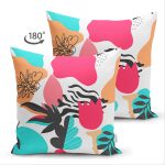 - Suet-K-8064-Gorsel2 - Realhomes Çift Taraflı Beyaz Zemin Üzerinde Rengarenk Çiçek Desenli Süet Yastık Kırlent Kılıfı Realhomes