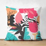 - Suet-K-8065-Gorsel1 - Realhomes Çift Taraflı Beyaz Zemin Rengarenk Çiçek Desenli Dijital Baskılı Modern Süet Yastık Kırlent Kılıfı Realhomes