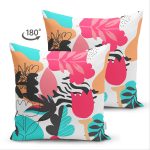 - Suet-K-8065-Gorsel2 - Realhomes Çift Taraflı Beyaz Zemin Rengarenk Çiçek Desenli Dijital Baskılı Modern Süet Yastık Kırlent Kılıfı Realhomes