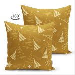 Çift Taraflı Renkli Zeminli Çam Ağacı Desenli Dijital Baskılı Modern Süet Yastık Kırlent Kılıfı Realhomes