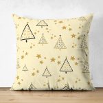 - Suet-K-8069-Gorsel1 - Realhomes Çift Taraflı Renkli Zeminli Çam Ağacı Desenli Dijital Baskılı Modern Süet Yastık Kırlent Kılıfı Realhomes