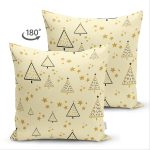 - Suet-K-8069-Gorsel2 - Realhomes Çift Taraflı Renkli Zeminli Çam Ağacı Desenli Dijital Baskılı Modern Süet Yastık Kırlent Kılıfı Realhomes