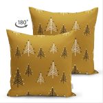 Çift Taraflı Renkli Zeminli Çam Ağacı Desenli Dijital Baskılı Modern Süet Yastık Kırlent Kılıfı Realhomes