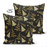 Çift Taraflı Renkli Zeminli Çam Ağacı Desenli Dijital Baskılı Modern Süet Yastık Kırlent Kılıfı Realhomes