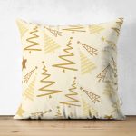 Çift Taraflı Renkli Zeminli Çam Ağacı Desenli Dijital Baskılı Modern Süet Yastık Kırlent Kılıfı Realhomes