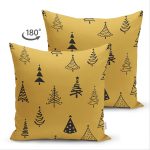 Çift Taraflı Renkli Zeminli Çam Ağacı Desenli Dijital Baskılı Modern Süet Yastık Kırlent Kılıfı Realhomes