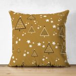 - Suet-K-8078-Gorsel1 - Realhomes Çift Taraflı Renkli Zeminli Çam Ağacı Desenli Dijital Baskılı Modern Süet Yastık Kırlent Kılıfı Realhomes