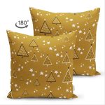 - Suet-K-8078-Gorsel2 - Realhomes Çift Taraflı Renkli Zeminli Çam Ağacı Desenli Dijital Baskılı Modern Süet Yastık Kırlent Kılıfı Realhomes