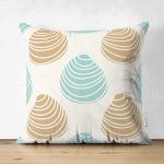 Çift Taraflı Renkli Zeminli Deniz Kabuğu Desenli Dijital Baskılı Modern Süet Yastık Kırlent Kılıfı Realhomes