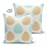 Çift Taraflı Renkli Zeminli Deniz Kabuğu Desenli Dijital Baskılı Modern Süet Yastık Kırlent Kılıfı Realhomes