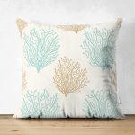 - Suet-K-8085-Gorsel1 - Realhomes Çift Taraflı Renkli Zeminli Deniz Otu Desenli Dijital Baskılı Modern Süet Yastık Kırlent Kılıfı Realhomes