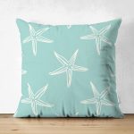 - Suet-K-8086-Gorsel1 - Realhomes Çift Taraflı Renkli Zeminli Deniz Yıldızı Desenli Dijital Baskılı Modern Süet Yastık Kırlent Kılıfı Realhomes