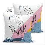 Çift Taraflı Rengarenk Zemin Üzerinde Pastel Desenli Çiçek Motifli Modern Süet Yastık Kırlent Kılıfı Realhomes