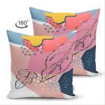 Çift Taraflı Rengarenk Zemin Üzerinde Pastel Desenli Çiçek Motifli Modern Süet Yastık Kırlent Kılıfı Realhomes