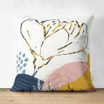 - Suet-K-8092-Gorsel1 - Realhomes Çift Taraflı Beyaz Zemin Üzerinde Çiçek Desenli Dijital Baskılı Modern Süet Yastık Kırlent Kılıfı Realhomes