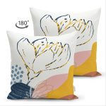 - Suet-K-8092-Gorsel2 - Realhomes Çift Taraflı Beyaz Zemin Üzerinde Çiçek Desenli Dijital Baskılı Modern Süet Yastık Kırlent Kılıfı Realhomes