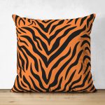 Çift Taraflı Renkli Zemin Üzerinde Siyah Zebra Motifli Süet Yastık Kırlent Kılıfı Realhomes