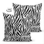 - Suet-K-8105-Gorsel2 - Realhomes Çift Taraflı Beyaz Zeminli Siyah Geometrik Desenli Dijital Baskılı Modern Süet Yastık Kırlent Kılıfı Realhomes