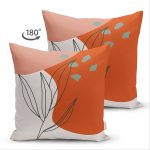 - Suet-K-8116-Gorsel2 - Realhomes  Çift Taraflı Pastel Zemin Üzerinde Yaprak Desenli Dijital Baskılı Modern Süet Yastık Kırlent Kılıfı Realhomes