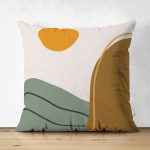 - Suet-K-8117-Gorsel1 - Realhomes Çift Taraflı Pastel Zemin Üzerinde Güneş Desenli Dijital Baskılı Modern Süet Yastık Kırlent Kılıfı Realhomes