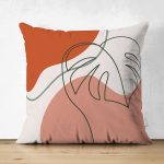 - Suet-K-8118-Gorsel1 - Realhomes Çift Taraflı Pastel Zemin Üzerinde Yaprak Desenli Dijital Baskılı Modern Süet Yastık Kırlent Kılıfı Realhomes