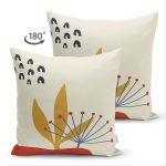 Çift Taraflı Pastel Zemin Üzerinde Yaprak Desenli Dijital Baskılı Modern Süet Yastık Kırlent Kılıfı Realhomes