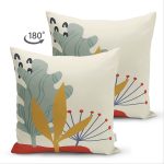 - Suet-K-8128-Gorsel2 - Realhomes Çift Taraflı Pastel Zemin Üzerinde Yaprak Desenli Dijital Baskılı Modern Süet Yastık Kırlent Kılıfı Realhomes